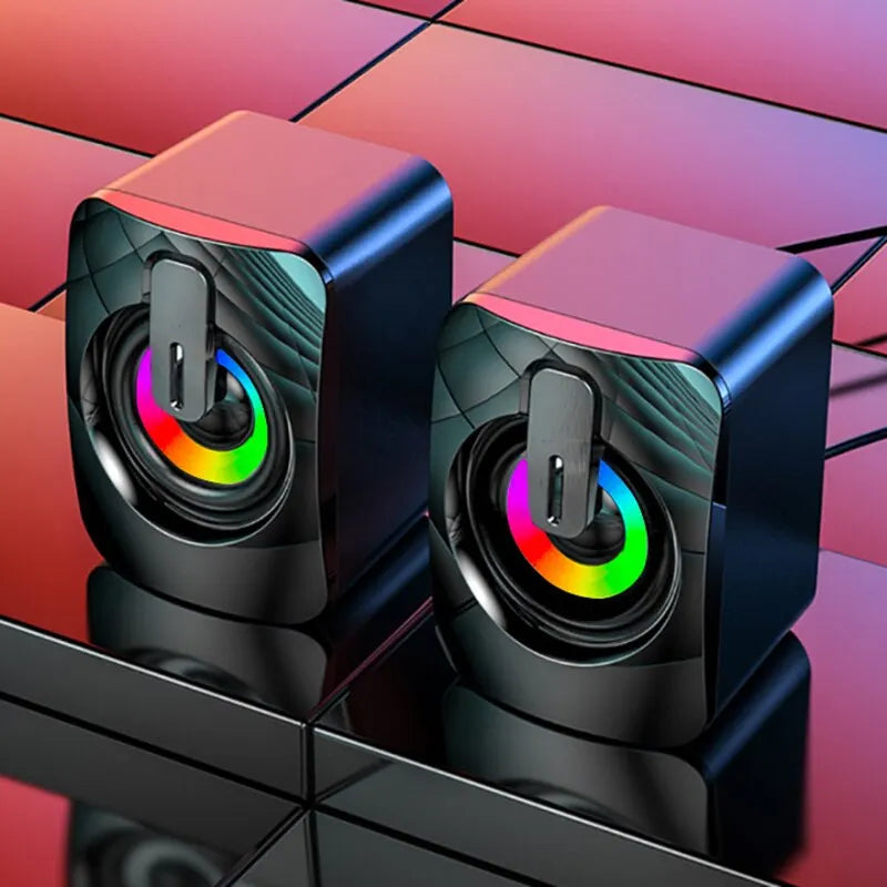 PC Computer Speakers with USB – HIFI Stereo Sound Box & Microphone with LED Light for Desktop