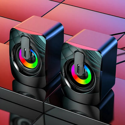 PC Computer Speakers with USB – HIFI Stereo Sound Box & Microphone with LED Light for Desktop