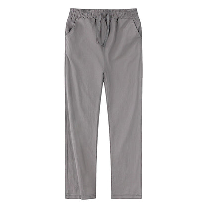 Men's Cotton Linen Pants – Breathable Solid Color Trousers for Autumn, Fitness & Streetwear, S-3XL
