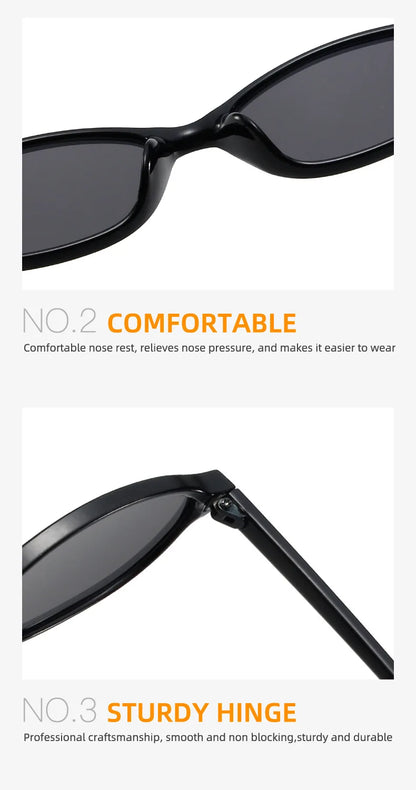 Retro Oval Frame Sunglasses — Trendy Small Frame Punk Cat Eye Sunshade Glasses, Personalized Fashion Sun Protection Eyewear