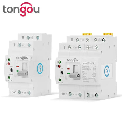 TONGOU Din Rail 2P 4P ATS Dual Power Automatic Transfer Switch – Electrical Selector for Uninterrupted Power, 110V/220V, 63A