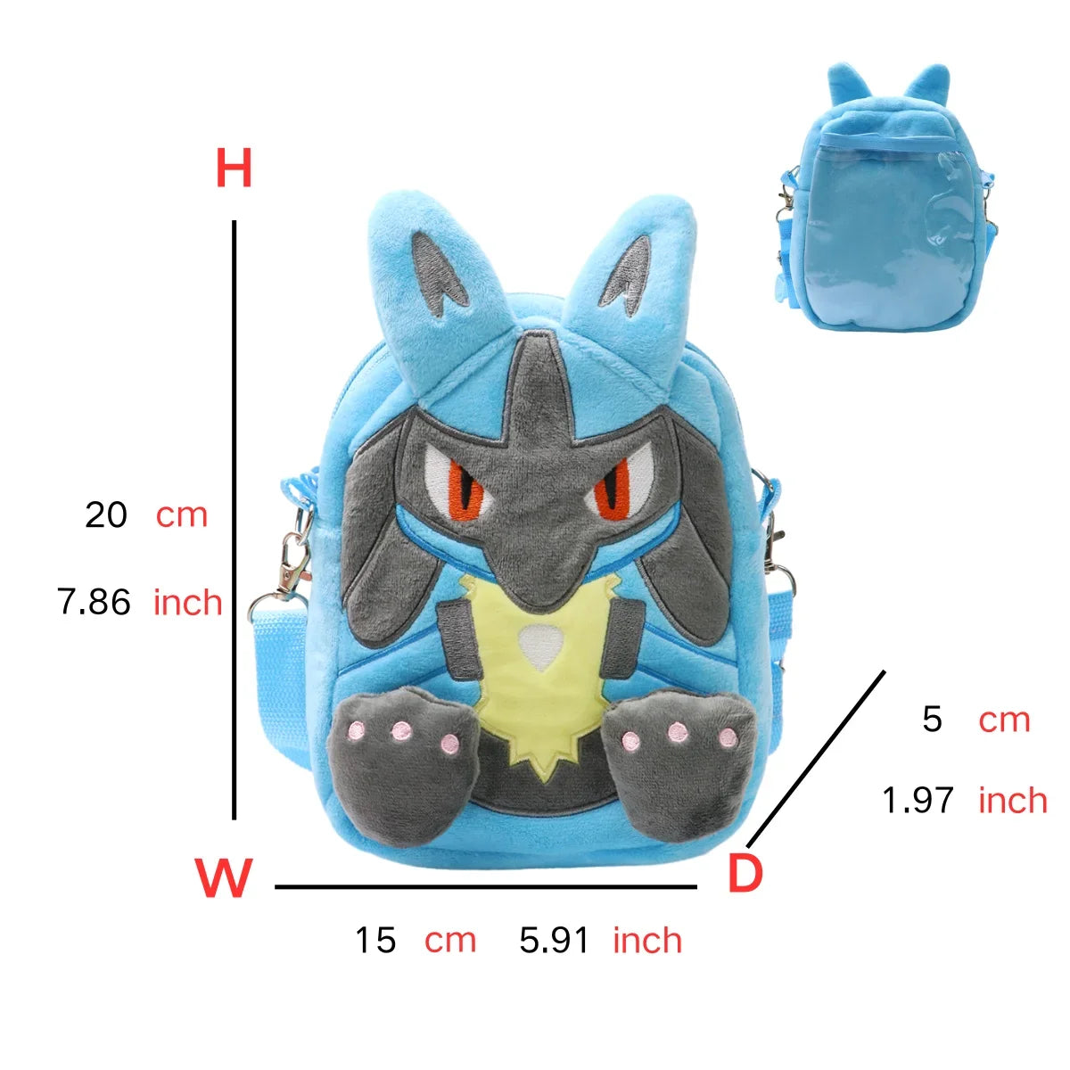 Pokémon Plush Backpack — Gengar, Mimikyu, Eevee, Snorlax, Charmander, Charizard, Mew, Rowlet Stuffed Toy Shoulder Bag for Kids & Gifts