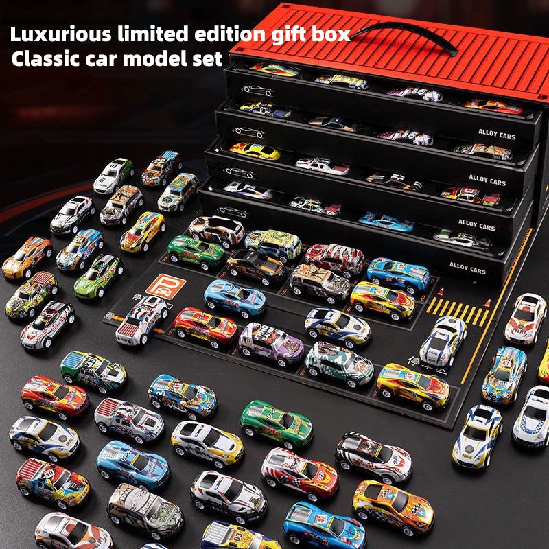 48-Piece Alloy Toy Car Set — Classic & Racing Tin Cars Kids Gift Box, Christmas Present
