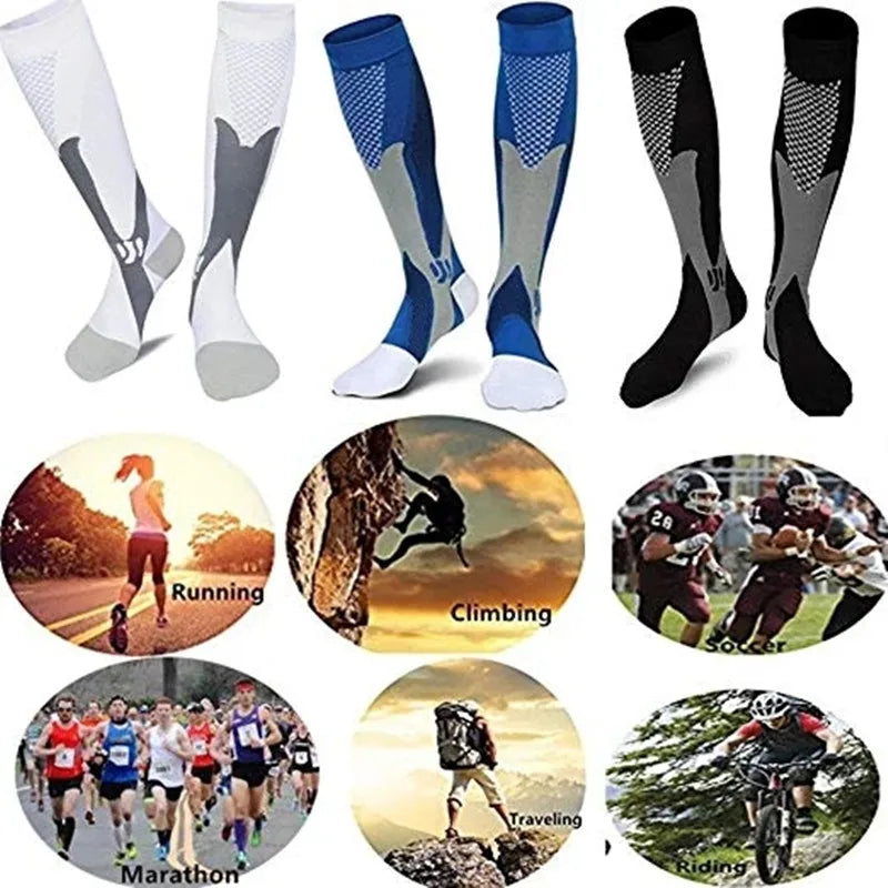 Compression Socks for Running - Men and Women's Anti-Fatigue Pain Relief, 20-30 mmHg Black Sports Compression Socks