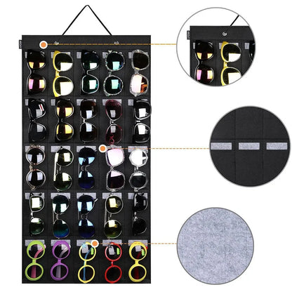 Sunglasses Felt Storage Hanging Bag – Wall & Door Mounted Sunglasses Organizer & Display Rack