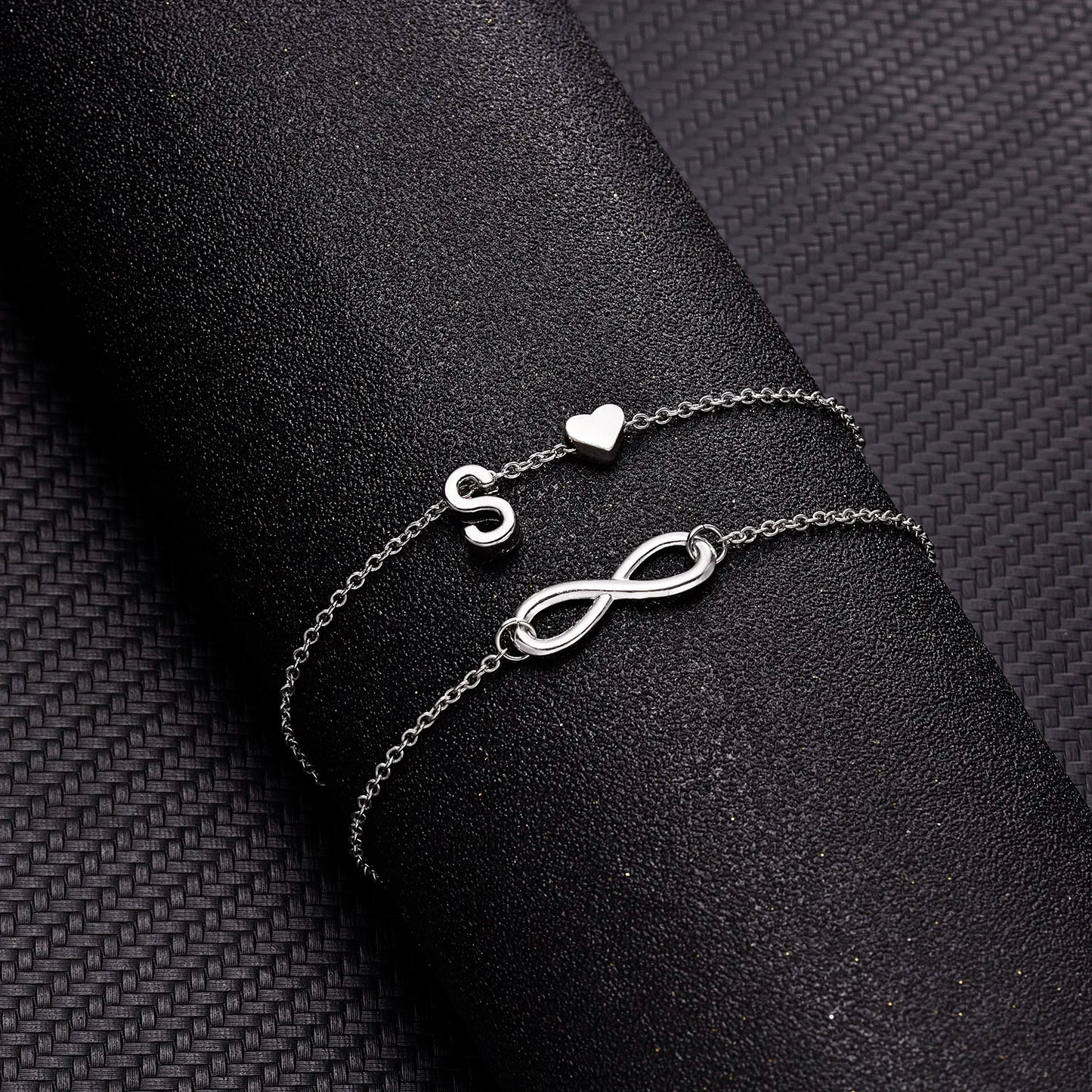 Bohemia A-Z Letter Initial Anklet for Women - Silver Heart Initial Anklet Bracelet, Beach Party & Travel Foot Jewelry