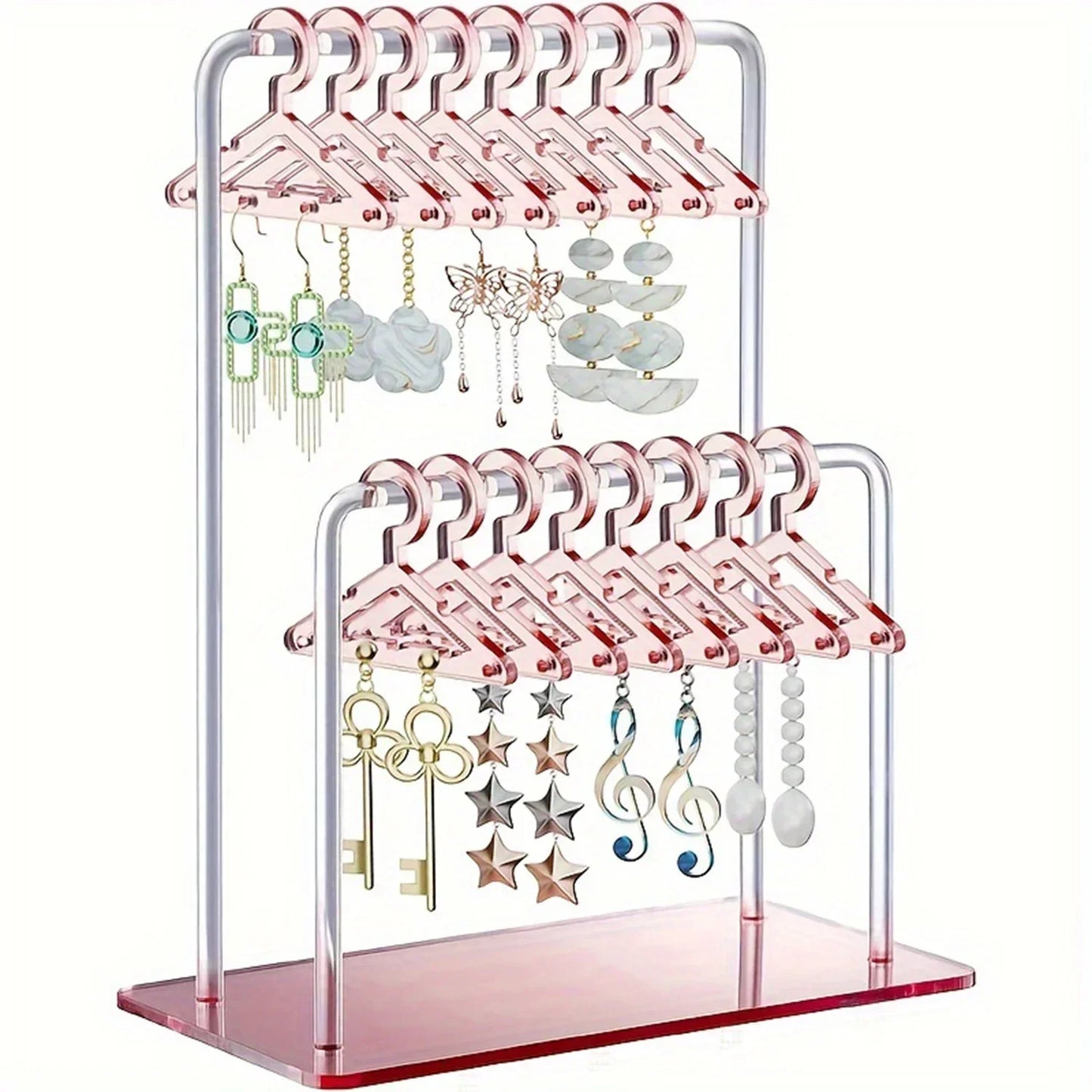 16pcs Hanger-Shaped Jewelry Holders – Personalized Earring Display Racks & Organizer Stands
