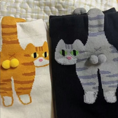 Cartoon Cat Cotton Socks for Women – Breathable Comfortable All-Season Gift for Cat Lovers