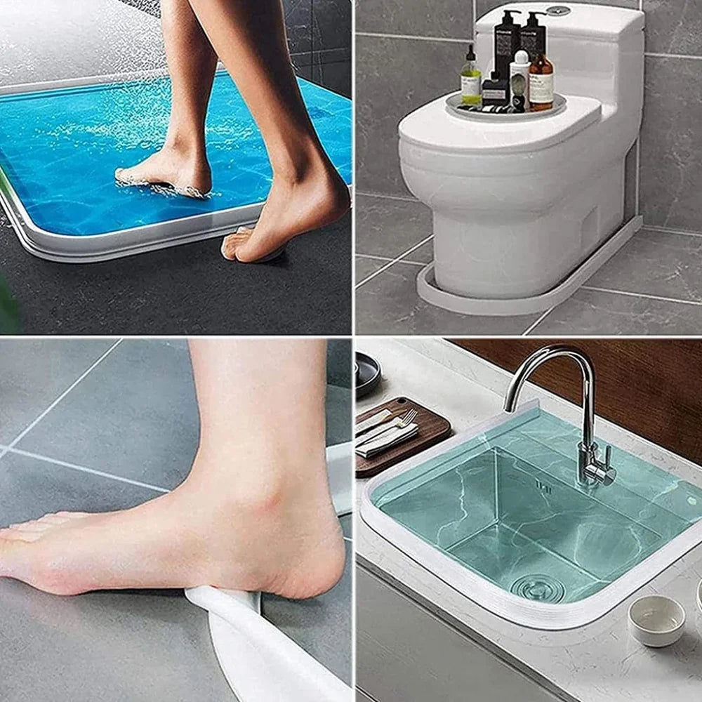 Bendable Silicone Water Retaining Strip - Bathroom Shower Barrier for Kitchen and Wet-Dry Separation
