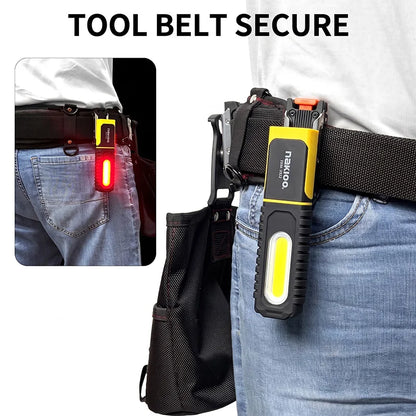 NAKIOO COB LED Work Light - Magnetic Base, 360° Rotating Portable Inspection Flashlight with 5 Light Modes
