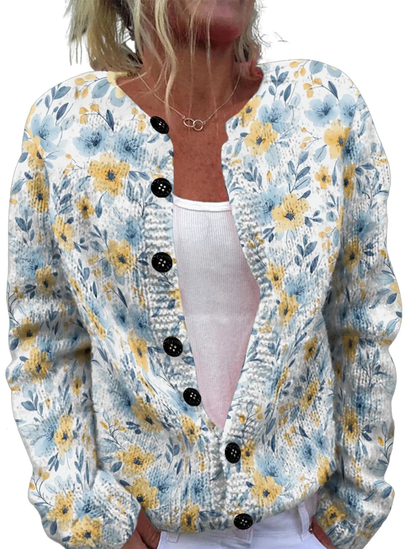 Women’s 3D Print Knitted Cardigan - Autumn Winter Vintage Thin Sweater Casual Fashion Knit Top