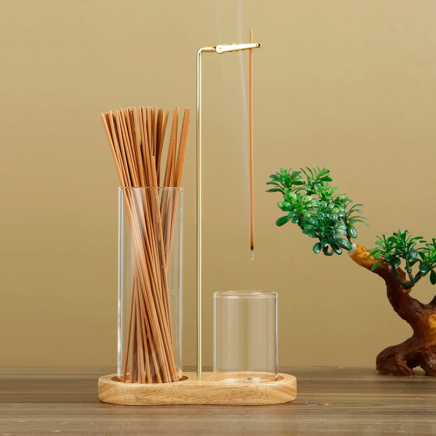 Incense Stick Holder with Ash Catcher — 2-in-1 Organizer and Anti-Flying Ash Burner