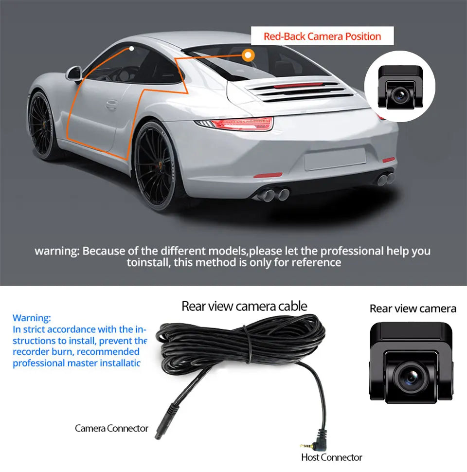 Dual Lens Dash Cam 4K UHD – Car Camera DVR with Night Vision, Wi-Fi, GPS, 24H Parking Monitoring