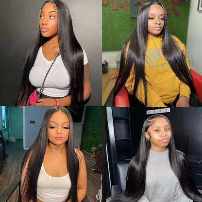 38 Inch 210% Density Bone Straight Lace Front Wig – HD Transparent 13x6 Brazilian Human Hair Wig for Women
