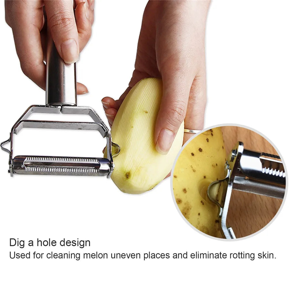 Multi-Function Stainless Steel Peeler - Fruit, Vegetable, Melon, Potato, Carrot, Cucumber Grater, Julienne Slicer - Home Kitchen Tool