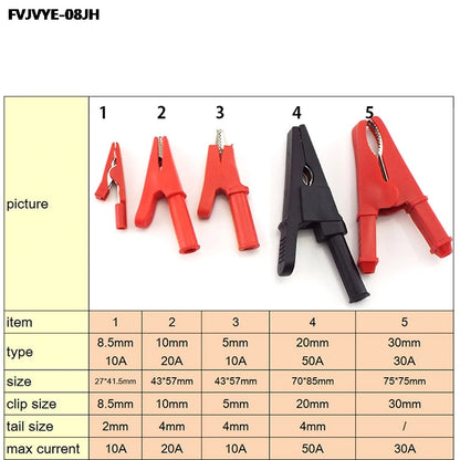 Alligator Clip Banana Plug Adapter - 10A-50A Insulated 2mm/4mm Multimeter Test Lead Clips