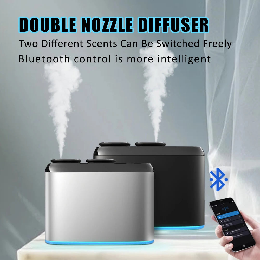 Electric Dual Nozzle Aroma Diffuser – Bluetooth-Controlled Home Fragrance & Essential Oil Scent Distributor, Waterless Operation
