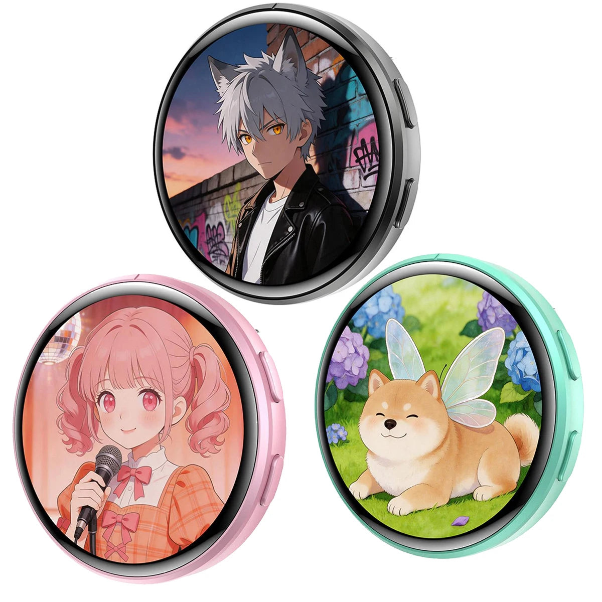 Anime Digital Badge Pin - HD Touchscreen Photo & Video Display E-Badge for Cosplay, Parties & Fandoms