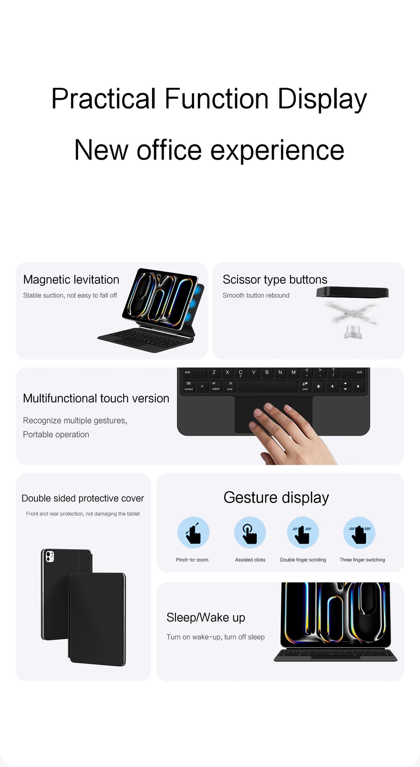 Backlit Magic Keyboard Case for iPad Pro 11/13" (2024 M4) & iPad Air M2 – Smart Folio Cover