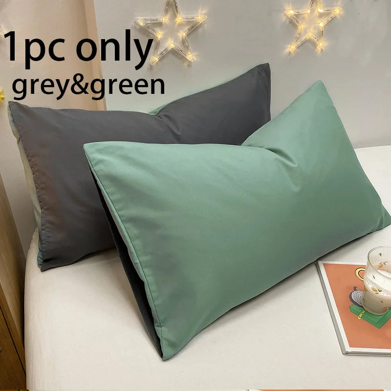 100% Cotton Brushed Color Block Pillowcases - Soft Cozy Wrinkle & Fade Resistant Envelope Closure