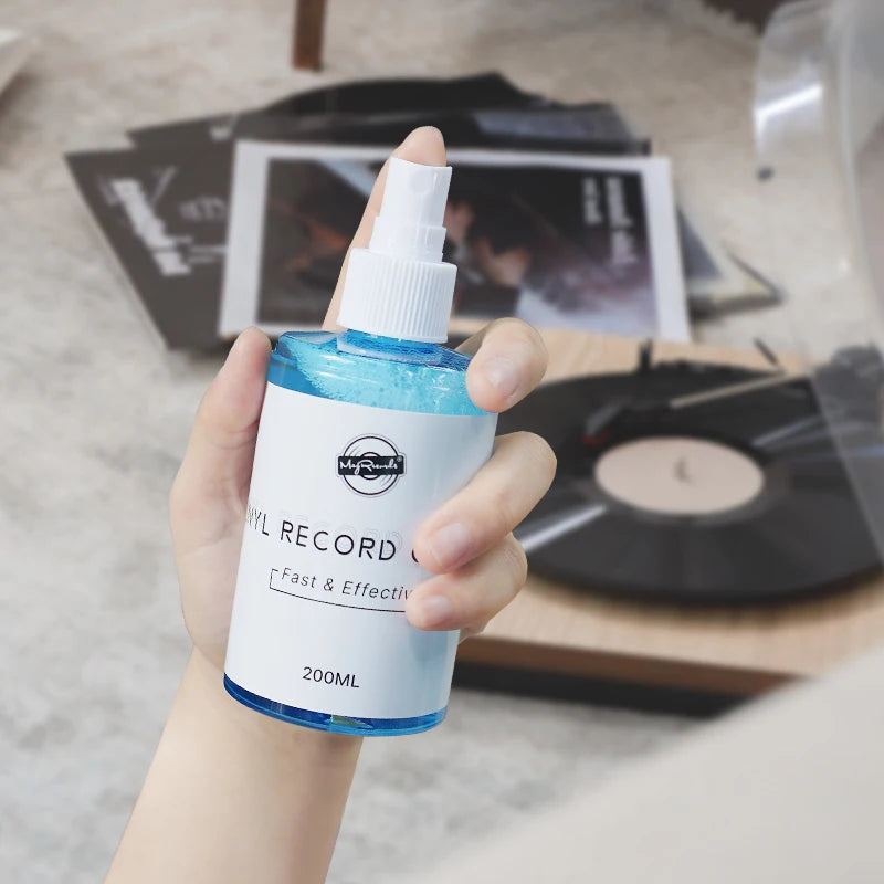 200ml LP/CD Vinyl Record Cleaner – Anti-Static Dust Removal Spray with Flannel Cloth for Professional Cleaning