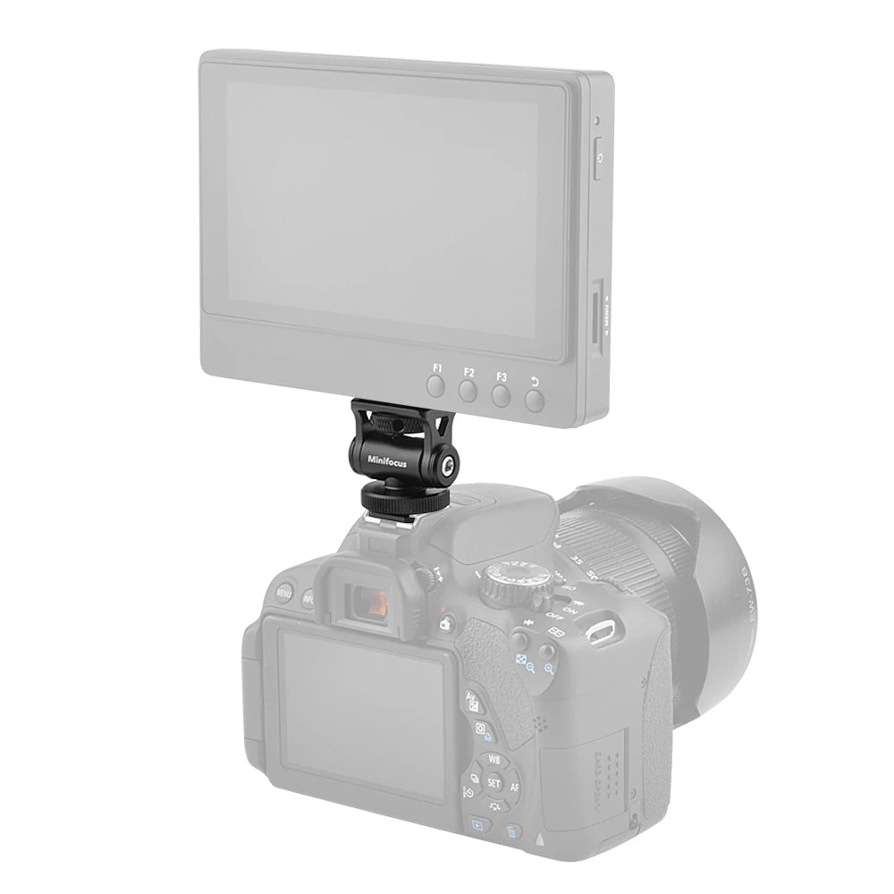 Minifocus Cold Shoe Monitor Holder – Adjustable 180° Tilt Mount for Camera Field Monitors & Microphones