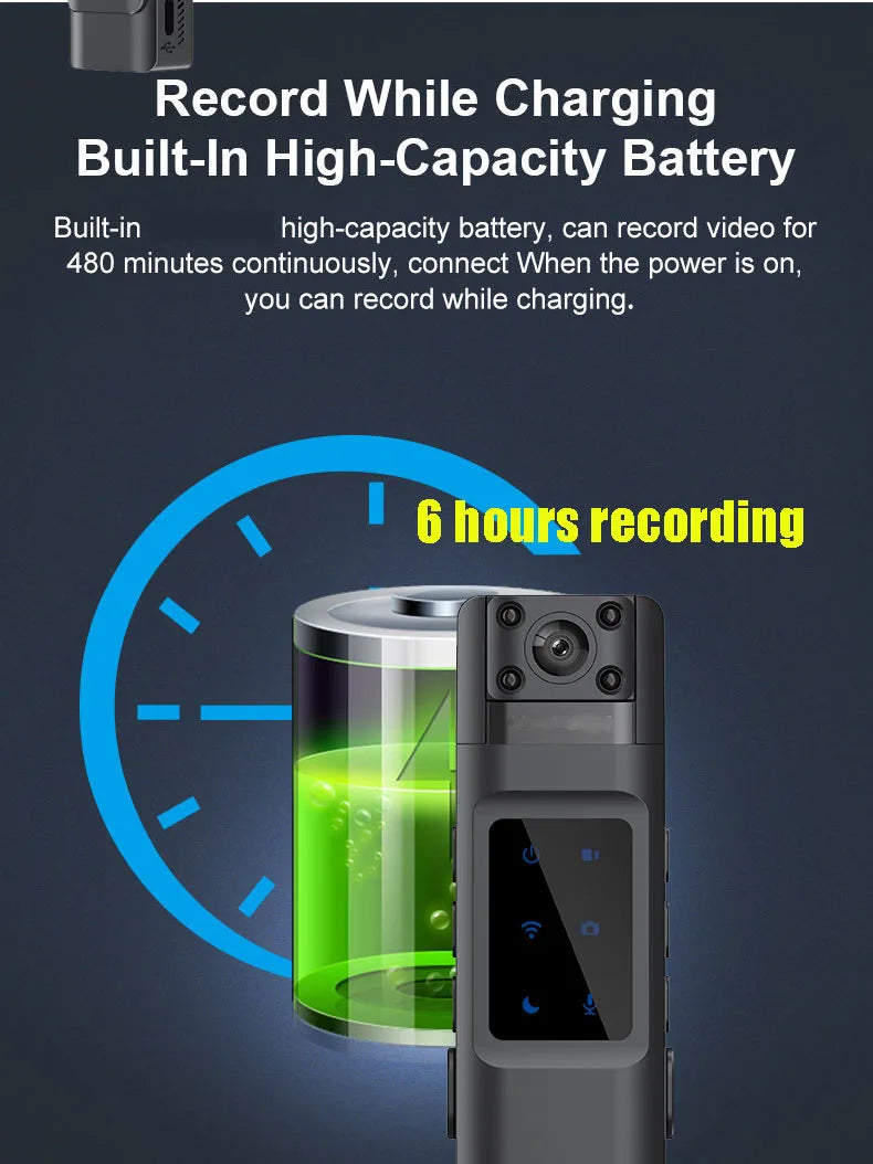 JOZUZE Mini Portable Body Camera – 1080P Wearable Police, Sport, and Business Conference Video Recorder