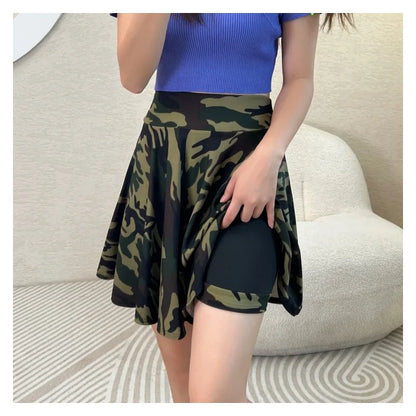 Women’s Flared Mini Skirt with Built-In Shorts – Pleated Skater Style Casual Fashion Skirt, Plus Size 2025 Design