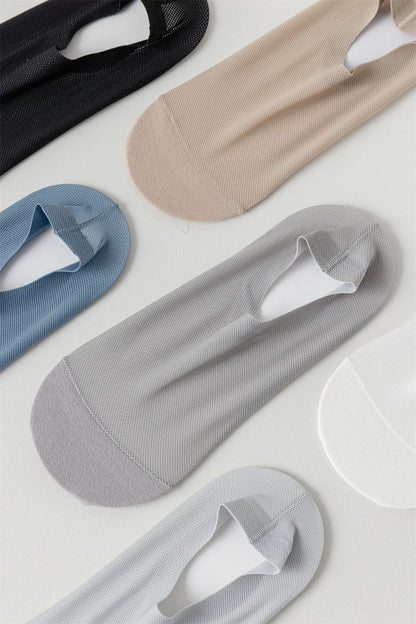 Men’s Ice Silk Mesh Socks – Hollow Breathable Summer No-Show Slippers, Silicone Non-Slip Low-Cut Boat Socks