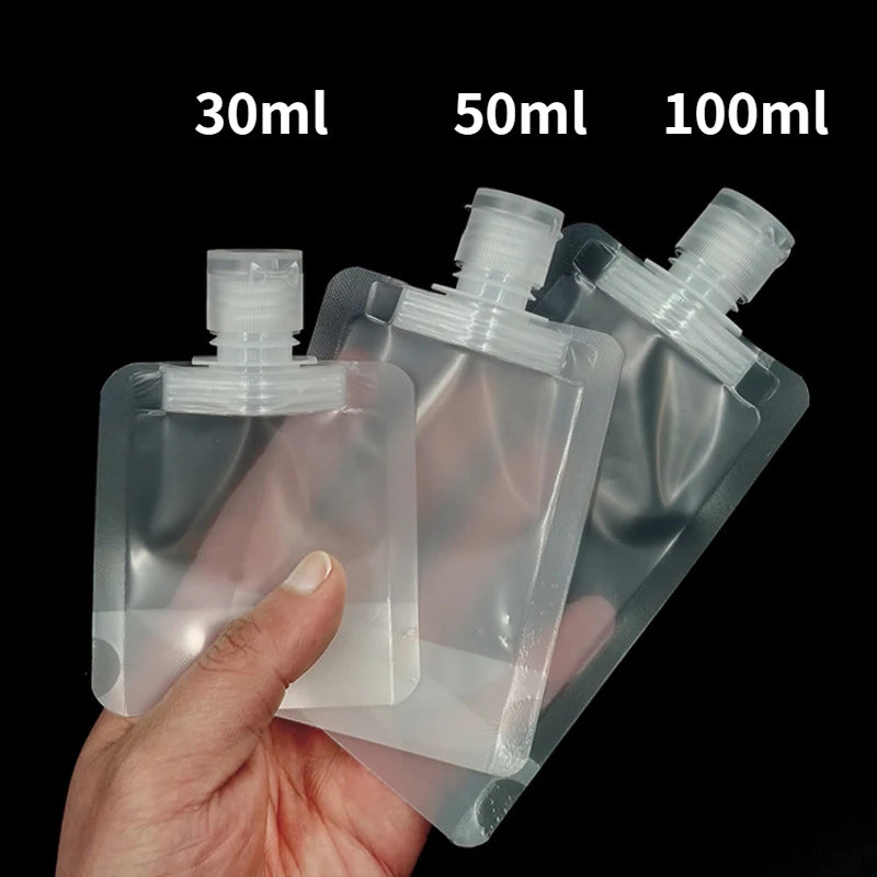 30/50/100ml Refillable Travel Packaging Bags – Portable Lotion, Shampoo, Shower Gel & Makeup Fluid Bottles for Cosmetics