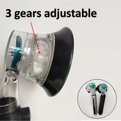 High-Pressure Turbo Propeller Shower Head with Temperature Display and Water-Saving Stop Button - Handheld Bathroom Shower Head