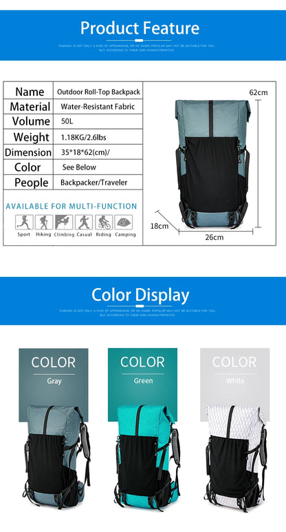 40L Outdoor Hiking Backpack – Waterproof Camping & Climbing Bag, Large Capacity Travel Backpack for Men & Women (2024 New)