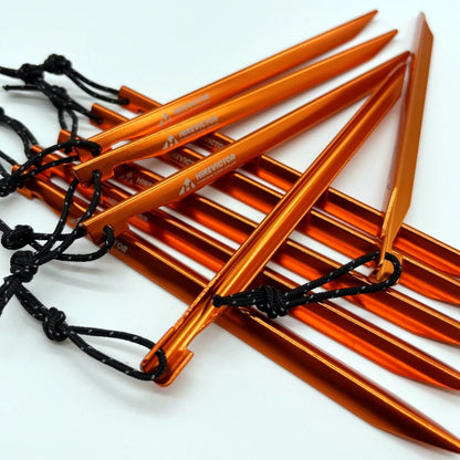 Hikevictor 10pcs Aluminum Alloy Ultralight Tent Pegs 16cm | Outdoor Camping Ground Nail Stakes with Wind Rope Storage Bag
