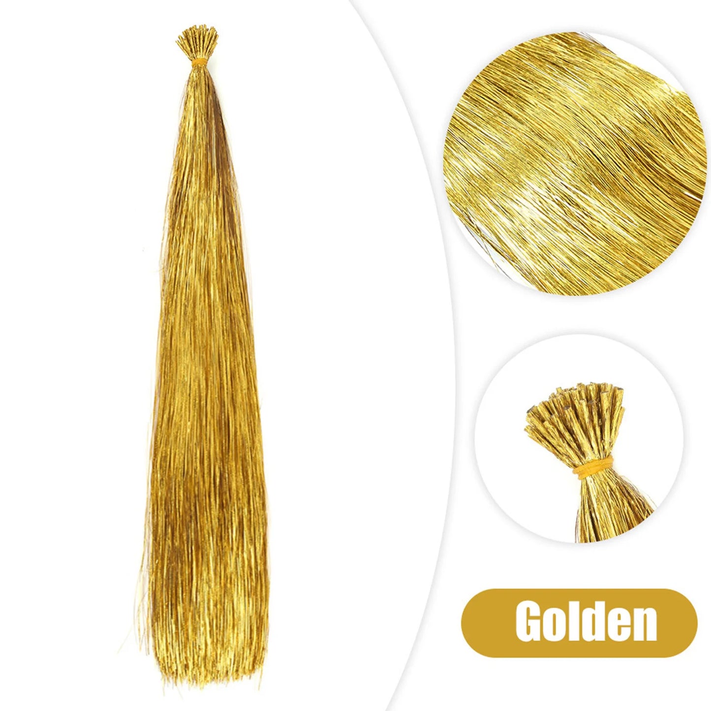 50PCS I-Tip Glitter Hair Extensions - Synthetic Fairy Tinsel Hair Strands for Women & Girls Party Hair Accessories