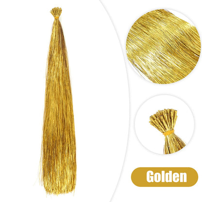 50PCS I-Tip Glitter Hair Extensions - Synthetic Fairy Tinsel Hair Strands for Women & Girls Party Hair Accessories