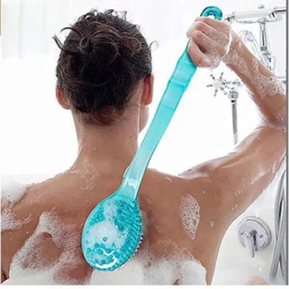 Bath Brush with Handle - Exfoliating Back Body Shower Sponge Scrubber, Skin Massager for Bathroom, Exfoliation Body Brush