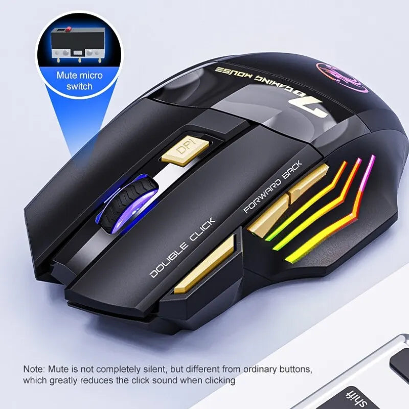 IMICE GW-X7 Wireless Gaming Mouse | 3200DPI, Dual Mode, Rechargeable, 7 Keys, Silent, Bluetooth, 7-Color LED