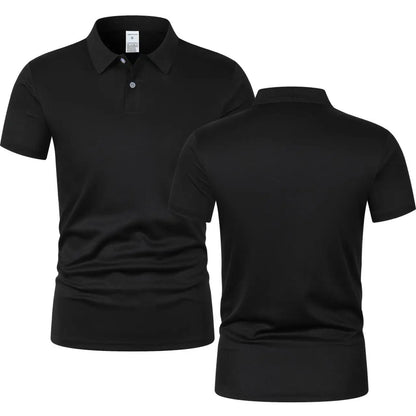 Men's Short Sleeve Polo Shirt - Solid Color Breathable Casual Oversized Summer Splice Top