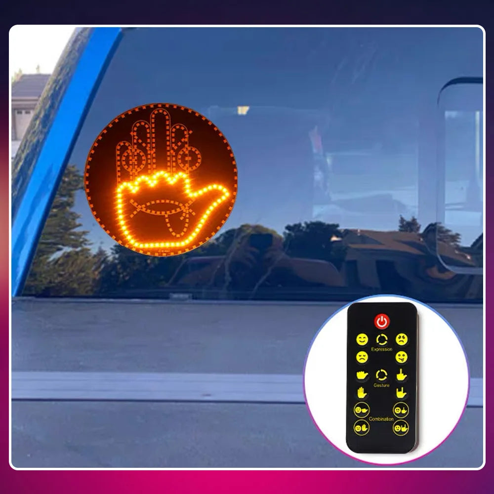 Car LED Facial Expression Light with Remote Control – Rear Window Warning & Fun Display Lamp
