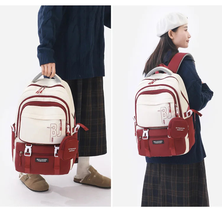 BAIJIAWEI Girls Waterproof School Bag with Purse – Printing Design, Ideal for Teenage Girls and Children – Durable Backpack for School