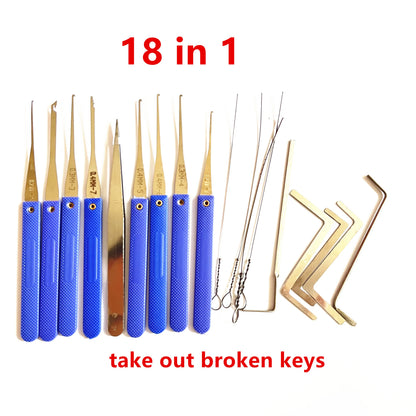 18-in-1 Locksmith Broken Key Extractor Tool Kit - Key Removal Set with Tension Wrench for Home & DIY Lock Repair
