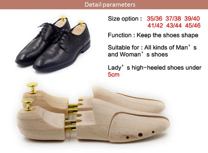 Adjustable Twin Tube Shoe Trees for Men & Women – New Zealand Pine Wood Shoe Shaper