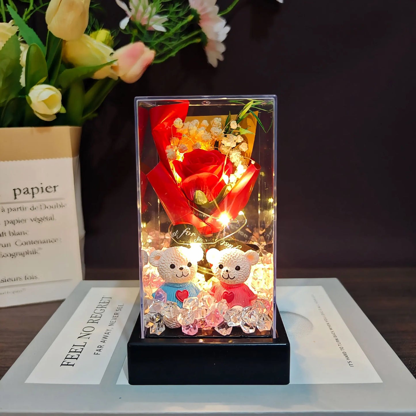 LED Eternal Rose Gift - 24K Gold Foil Flower with Glass Dome Light for Valentine’s Day, Wedding & Special Occasions