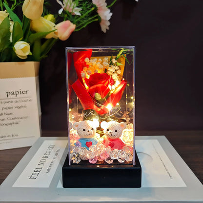 LED Eternal Rose Gift - 24K Gold Foil Flower with Glass Dome Light for Valentine’s Day, Wedding & Special Occasions