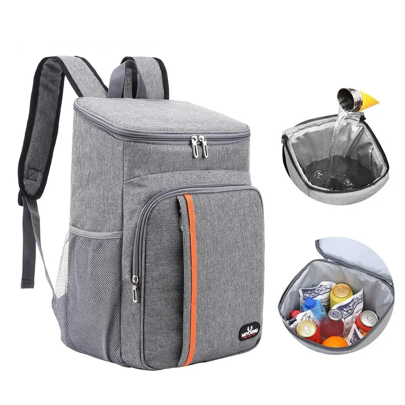 20L Portable Thermal Lunch Bag - Durable Waterproof Cooler Ice Insulated Case for Camping, Oxford Dinner Backpacks Icebox