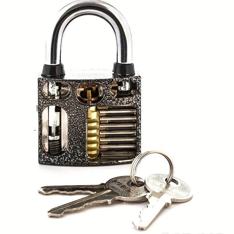 Transparent Locksmith Practice Lock - Visible Cutaway Mini Padlock Training Tool for Lock Picking Skills and Hardware Practice