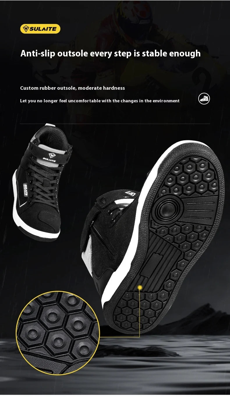 Motorcycle Riding Shoes - Breathable High-Cut, Anti-Fall, Anti-Slip Knight Boots, Parkour Shoes, All-Season Casual Motorcycle Boots