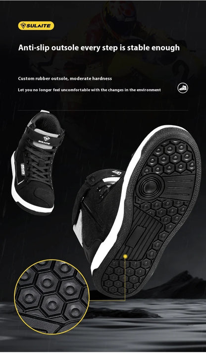 Motorcycle Riding Shoes - Breathable High-Cut, Anti-Fall, Anti-Slip Knight Boots, Parkour Shoes, All-Season Casual Motorcycle Boots