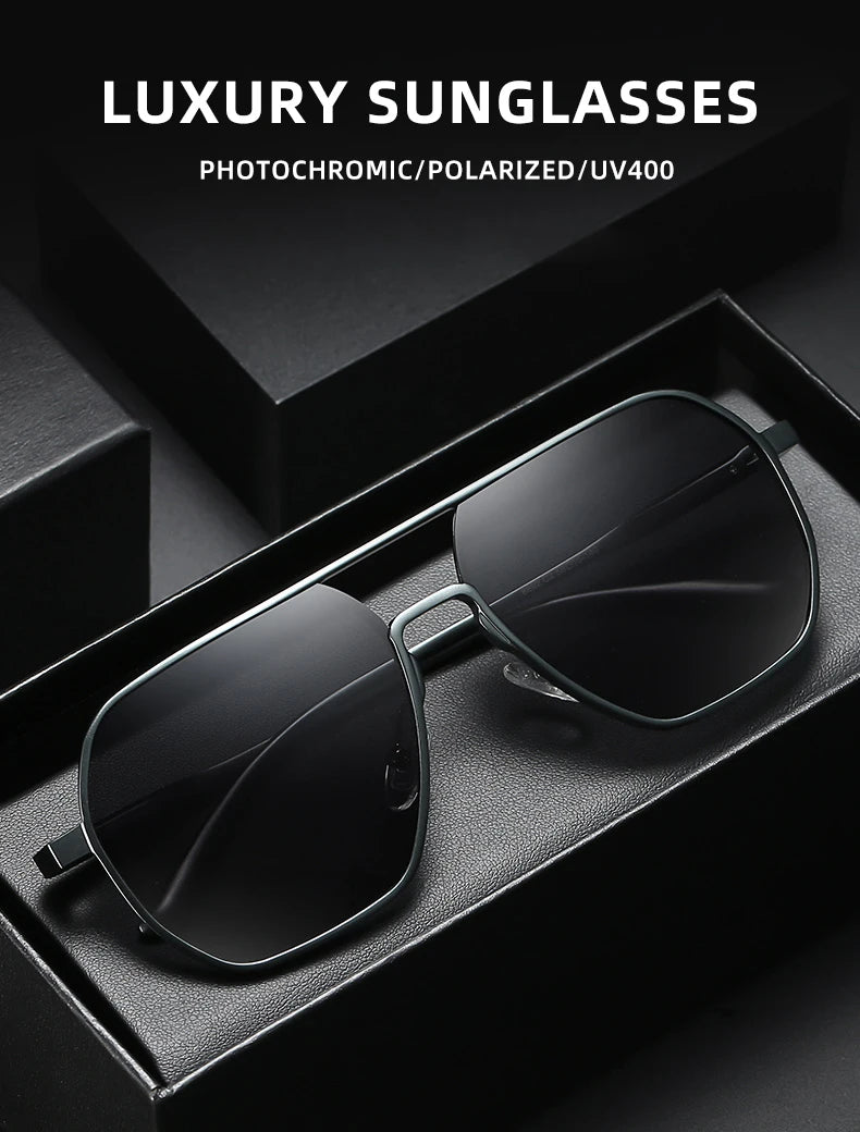 CLLOIO Fashion Aluminum Photochromic Sunglasses – Polarized Chameleon Anti-Glare Driving Glasses for Men & Women