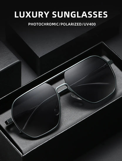 CLLOIO Fashion Aluminum Photochromic Sunglasses – Polarized Chameleon Anti-Glare Driving Glasses for Men & Women